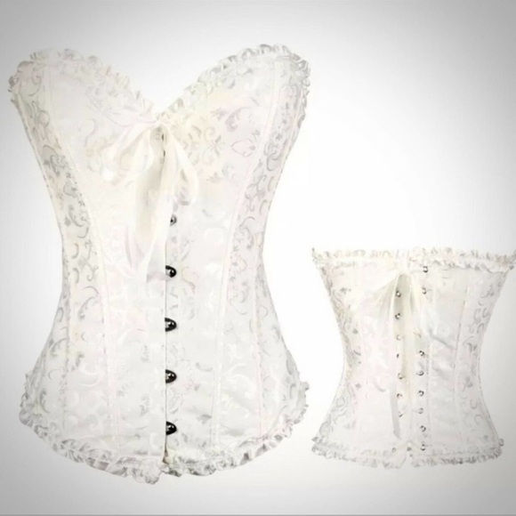 Lace Corset | Boned Zip-Up + Lace-Up | Plus Size Ivory - Picture 8 of 9